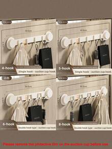 Heavy-Duty Suction Cup Wall Hook Rack - No Need For Drilling, Self-Adhesive Design, Removable Plastic/Metal Coat Rack, Suitable For Bathrooms And Behind Doors, Strong Load-Bearing Capacity, Easy Installation, Bathroom Storage - Multicolor - View 9