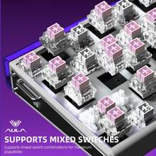 AULA F99 Custom Mechanical Keyboard: Tri-Mode BT5.0/2.4G/Wired, 96% Layout. 5-Layer Gasket, Full-Key Hot-Swappable, 8000mAh Battery, RGB, PBT Side-Print Keycaps, PC+FR4 Plate, Driver Macro Support For Game & Office. - View 7