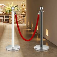 Stanchion Post, 6 Pcs Crowd Control Barrier Set With 3 Red Velvet Ropes, 5 Ft Stainless Steel Silver Stanchion Post Queue With Sand Injection Hollow Base For Theater, Party, Wedding, Exhibition - 6 Pcs - View 1