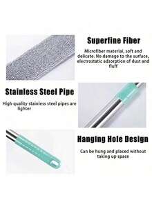1 pieza Cepillo de limpieza extensible para huecos, cepillo de microfibra para quitar el polvo con poste de extensión para cama, techo alto, parte inferior de muebles y limpieza de huecos - Verde - Ver 5