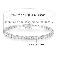 MDFUN 3mm CZ 網球手鍊，立方鋯石吊墜手鍊，中性款，週年禮物 - 白色 - 查看 10