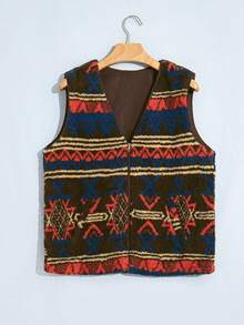 Acelitt Women's Bohemian Style Geometric Jacquard Zipper Front Vintage Vest With Pockets, Suitable For Spring And Autumn - Multicolor - View 4
