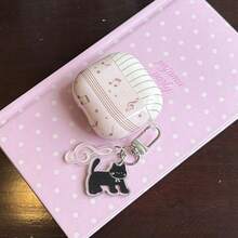 Fashion Creative Korean Style Musical Note Black Cat + Pendant Earphone Case Compatible With AirPods 5 New Pro 3 Protective Cover Pro 2/Pro Cute Apple 4 Minimalist 3 Personalized 1/2 Generation Women's Earphone Case Protective Cover Spring/Summer Earphone Case/Birthday Gift/Holiday Gift - Baby Pink - View 4