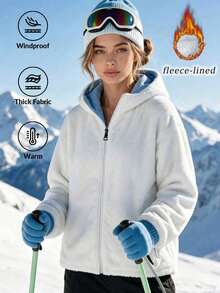 Reversible Hooded Fleece Jacket, Oversized Fit For Outdoor Sports, Hiking & Daily Casual Wear, Perfect Gift For Friends, Family And Loved Ones - Baby Blue - View 2