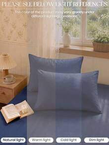 2pcs Navy Blue Super Soft Solid Color Pillowcases, Lightweight And Breathable, Envelope Closure, Solid Color Bed Pillowcases, Suitable For Bedroom, Dorm, Back To School Season And More. - Navy Blue - View 5