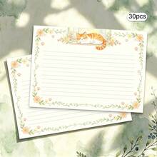Kertas Surat Bertema Kucing yang Lucu, 30 Lembar/Paket, Kertas Premium, Pinggiran Bunga, Gaya Desain Seni Orisinal, Dekorasi Pola Kucing - Rectangle - View 7