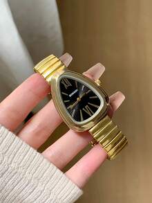 1件金色手鍊式女款石英手錶，羅馬數字刻度，精緻簡約，適合日常搭配，生日/畢業禮物 - 金色 - 查看 2