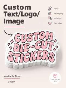 1/50/100/240pcs Personalized Custom Stickers, Multiple Sizes Customizable Text, Suitable For Sports Water Bottles, Envelopes, Invitations, Company Logo, Colorful Stickers, Perfect For Friends, Colleagues, Family, Couples - Multicolor 2 - View 4