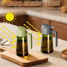1/2 Set 16oz/470ml Kitchen Olive Oil Dispenser Bottle With Stickers - 2-In-1 Olive Oil Sprayer, Suitable For Cooking, Air Fryer And Salad, Black & Green (Light-Proof Kitchen Gadget) - View 4
