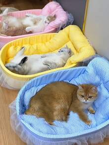 1pc All-Season Cute Pet Bed, Cat Bed, Dog Bed, Suitable For Cats And Small Dogs Under 6kg (Random Lace Color) - Multicolor - View 2