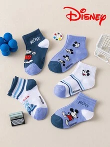 Disney 1/5/10雙迪士尼兒童襪，條紋卡通圖案，米老鼠淺藍色中筒襪，有趣的聖誕禮物 - 彩色 - 查看 7