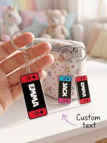 1pc Custom Text Game Console Keychain, Game Controller Style Bag Charm, Personalized Text Backpack Pendant, Game‑Lovers Themed Accessory Gift - Multicolor - View 1