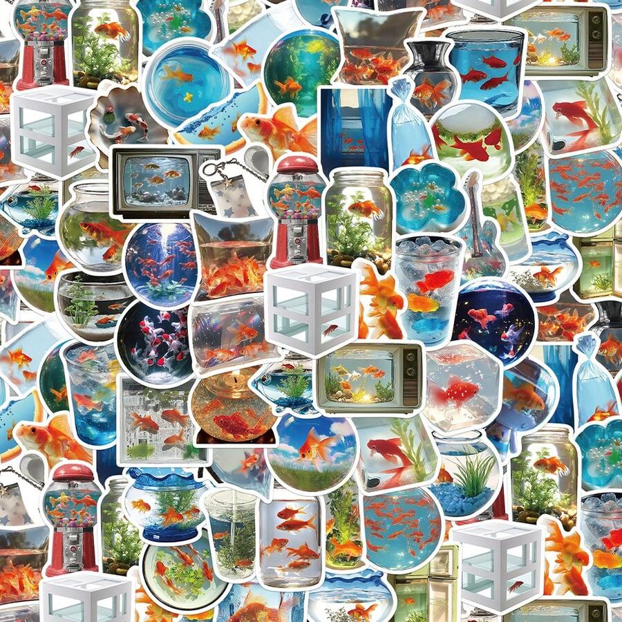 SCXXBSW 50pcs Dreamcore Goldfish Stickers, Cute Cartoon Stcikers For DIY Purposes Such As Skateboarding Mobile Phones - A - View 1