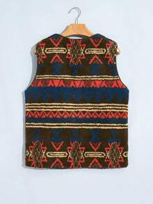 Acelitt Women's Bohemian Style Geometric Jacquard Zipper Front Vintage Vest With Pockets, Suitable For Spring And Autumn - Multicolor - View 5