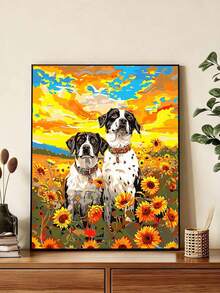 DIY Two Dogs In Vibrant Sunflower Field (Frameless 8x12 / 16x20 Inches) Paint By Numbers Kit (Acrylic) Arts & Crafts For Adult Beginners, Home Wall Decor, And Holiday Gifts For Animal Lovers - Sets - View 4