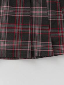 Balabala Kids' Skirt Autumn/Winter Girls' Short Skirt College Style Pleated Woolen Fashion - 紅灰色調 - 查看 5