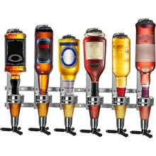 6 Kopf 6 x 30 ml Dispenser Flaschenhalter Wandmontage Bar Spender Spirituosen Getränkehalter Aluminium für Hausbar Küche oder Bar - Übersicht 1