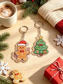 1pc Christmas Acrylic Keychain, Cute Gingerbread Tree, Santa Claus, Reindeer Cartoon Design, Christmas Stocking Filler Gift, Christmas Decoration Pendant, Christmas Promotion, Holiday Party Small Gift, Suitable For Bags And Car Keys - Multiple Styles - View 10