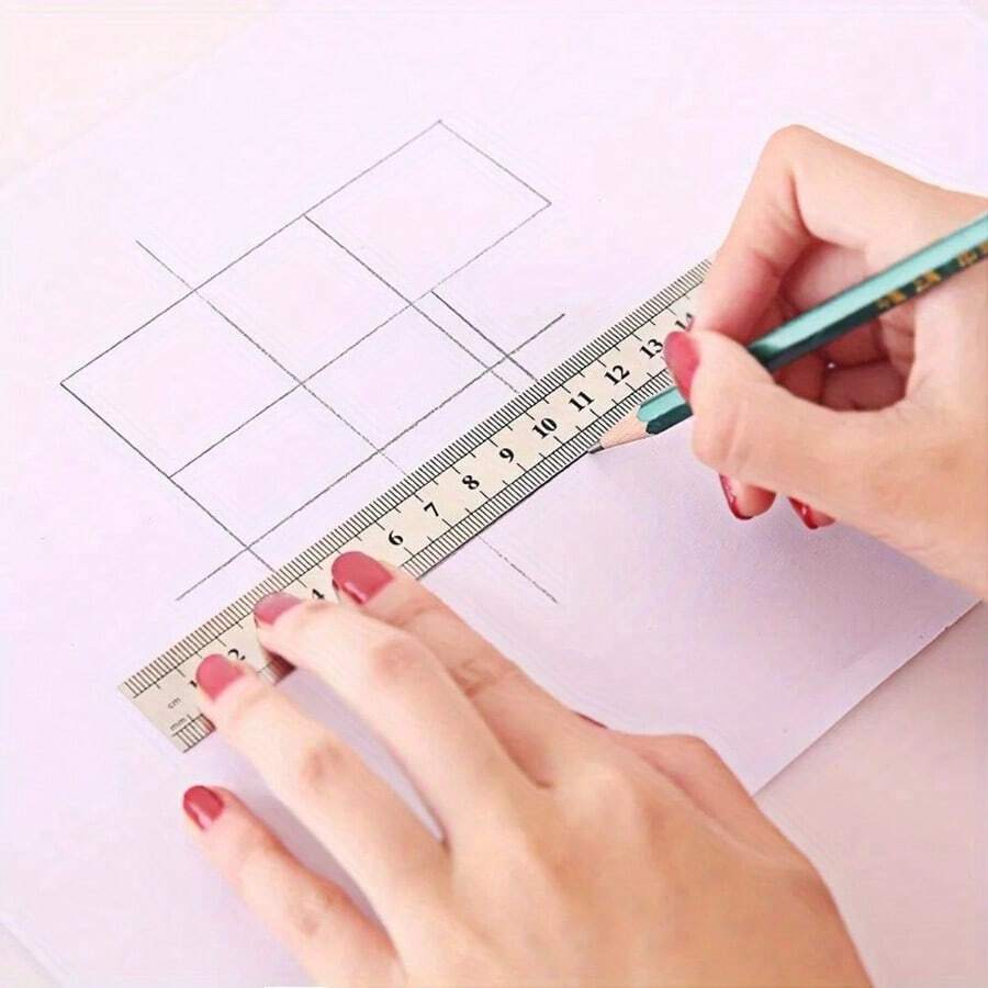 1/3pcs Metal Steel Ruler Set, 15/20/30cm Measuring Scale, Student Office Drawing Measurement Tool, Home Craft Cutting Ruler, Holiday Small Gift - Multiple Styles - View 1