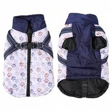 2-IN-1 Thickened Reflective Jacket & Harness For Pets Autumn/Winter Warm Paw Print Coat Dog Windproof Outdoor Clothes Suitable For Small Medium Dogs - Multicolor - View 17