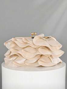Women's Elegant Charming Petal Party Clutch, Ruffle Design Evening Bag, Suitable For Wedding/Vacation/Formal Party/Ball - Apricot - View 3