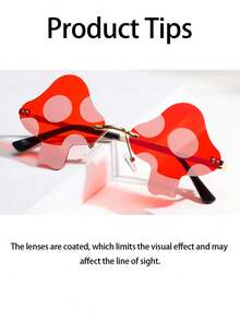 1pc Asymmetrical Mushroom/Flame Handmade Rhinestone Fashion Glasses, Y2K Streetwear Party Decor Rimless For Women, Halloween, Christmas, Dopamine Holiday Party Outfit Accessory - Multicolor - View 7
