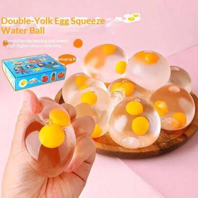 Transparent Double Yolk Egg Stress Ball, Creative Squeeze Toy, Interactive Prank Toy, Stress Relief, Halloween Gift, Need Oh, Classroom Stress Relief, Mini Gadget, Soft Squishy, Emotional Healing, Emotional Venting, Squeezing, Kneading