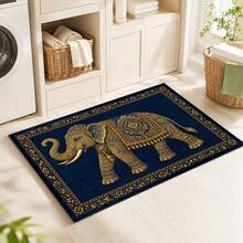 1pc Elephant Pattern Printed Faux Cashmere Kitchen Mat, Absorbent Kitchen Floor Mat, Kitchen Rug, Long Runner Mat, Sink Front Mat, Suitable For Kitchen, Bathroom, Entryway, Hallway, Laundry Room And Home Decor - Multicolor - View 4