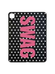 1pc Y2K Millennium Hot Girl Style Black Background White Polka Dot SWAG Fuchsia English Print Tablet Protective Case, Ins Influencer Cool Personalized Full Coverage Anti-Drop Black Matte Soft Shell, Suitable For Personal Use, Birthday Gift Choice; Compatible With Ipad Case, - Black - View 40