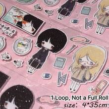 35cm/Loop Kawaii Discipline Department Girl Character Die-Cut Repackaging Sticker Roll For DIY Cute Goo Card Journal Scrapbooking Phone Case School Supply - Black - View 13