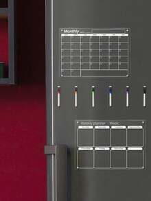 1 Set White Transparent Weekly/Monthly Planner Message Board (Includes 6 Magnetic Whiteboard Markers) Magnetic Acrylic Calendar Memo Writing Board, Erasable Magnetic Refrigerator Sticker Display Board, Reusable Memo Board - Clipboard - View 6