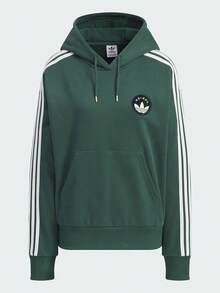 Adidas 女款優雅時尚寬鬆休閒針織連帽套頭衛衣 春/秋 JC6854 - 深綠 - 查看 1