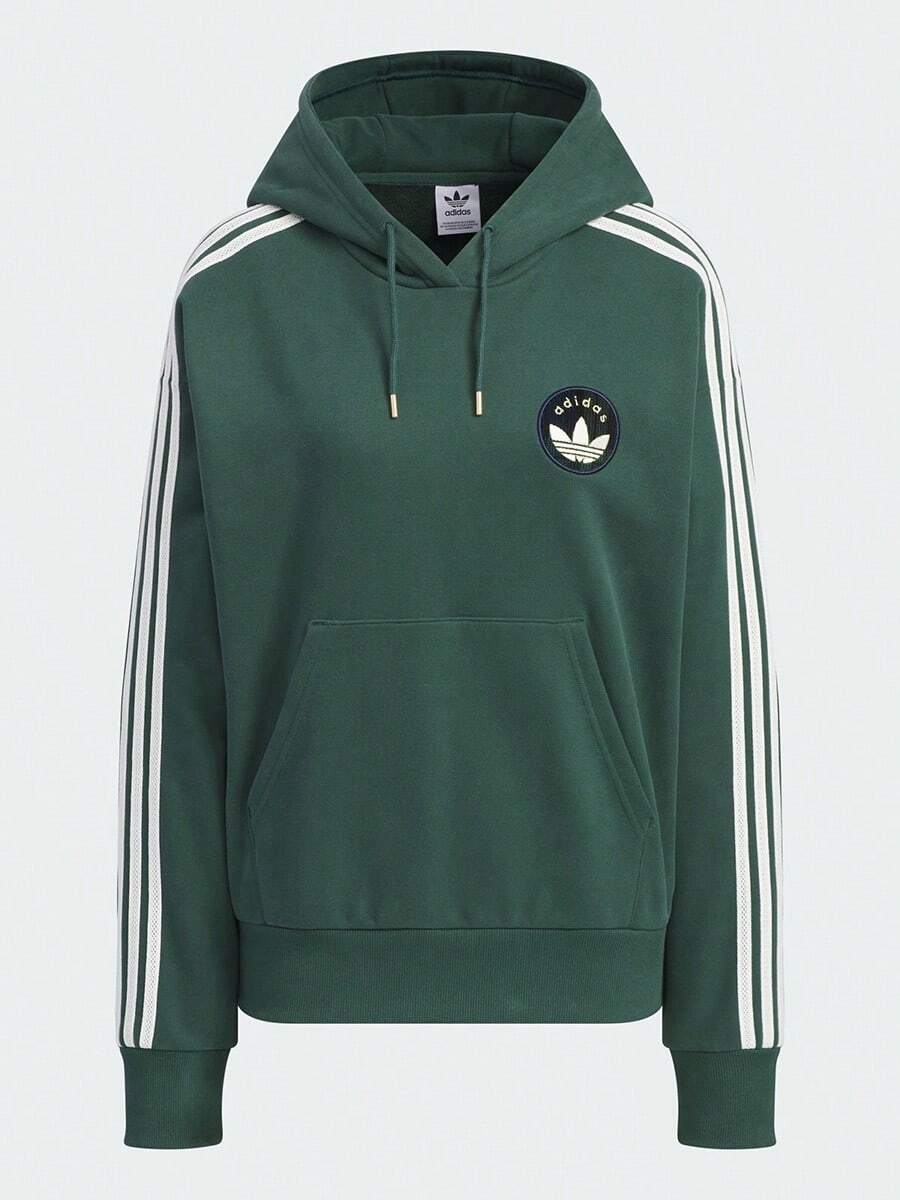 Adidas 女款優雅時尚寬鬆休閒針織連帽套頭衛衣 春/秋 JC6854 - 深綠 - 查看 1