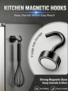 Strong Magnetic Storage Hooks - Neodymium Magnetic Hooks - Suitable For Home, School And Kitchen Use; Office Desk Organization; Cruise, Camping, Kitchen, Refrigerator And Garage Storage; Travel And Student Supplies. - Multicolor - View 6
