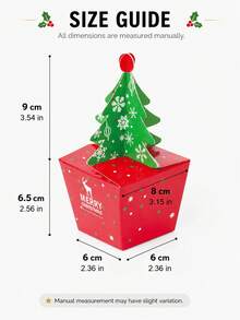 10pcs Christmas Dessert Gift Boxes, Festive Atmosphere Packaging, Cute Tree Top Shaped Party Favor Boxes, Suitable For Candy, Cookies, Desserts, Party Gifts, Table Decor, Celebration Supplies - Multicolor - View 6