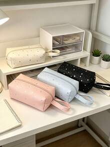 1pc Ins Style Star Print Makeup Bag, Portable Large Capacity Toiletry & Stationery Storage Bag, Multi-Color Star Print Polyester Material, Minimalist Casual Style, Suitable For All Seasons, Ideal For Teens And Adults, Travel School Daily Bathroom Cosmetics Storage,Makeup Organizer,Room Decor - Multicolor - View 6