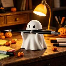 5pcs Cute Ghost Mini Figurines, Mini Spooky Desktop Decorations For Halloween Party Table Decor, Halloween Tiered Tray Decor, Ghost Lover Gift, Car Console Decor, Office Desk Decor, Unique Halloween Gift Choice - Multiple Styles - View 1