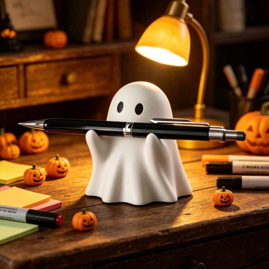 5pcs Cute Ghost Mini Figurines, Mini Spooky Desktop Decorations For Halloween Party Table Decor, Halloween Tiered Tray Decor, Ghost Lover Gift, Car Console Decor, Office Desk Decor, Unique Halloween Gift Choice - Multiple Styles - View 1