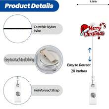 1pc Christmas Retractable Badge Holder, Christmas Hat & Candy Pattern ID Card Clip, Suitable For Nurses, Doctors, Teachers, Back To School, Halloween, Christmas - A - View 2
