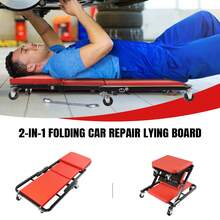2-In-1 Folding Car Creeper & Seat, 36" Padded Car Crawler & Mechanic Stool - A - View 4