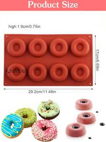8 Cavity Silicone Donut Mold, Non-Stick Reusable Baking Pan, Easy Release Home Baking Tool For Donuts, Cake, Chocolate & Desserts - Multicolor - View 6