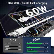 60W Fast Charging Data Cable USB-A To Type-C 3A High Current 480Mbps High-Speed Data Transfer, TPE Material Reinforced Anti-Breakage Tail Fast Charging Cable, Multiple Protection Compatible With Android Type-C Phones, Tablets, Laptop - View 4