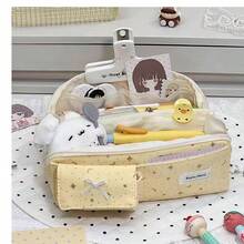 1pc Star & Moon Print Large Capacity Multi-Layer Pencil Case, Portable Stationery Storage Bag For Students - Multicolor - View 4