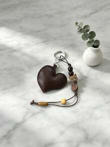 Heart-Shaped 3D Keychain Pendant Heart Bag Charm,Purse Charms - Coffee - View 2
