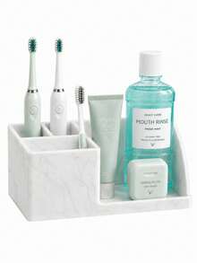 Bathroom Toothbrush And Toothpaste Organizer – 4-Slot Silicone Countertop Holder For Electric Toothbrushes, Toothpaste, And Cosmetics - Multicolor - View 1