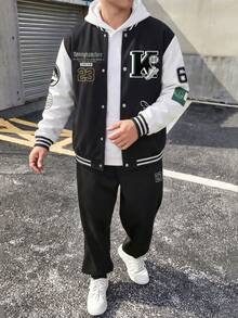 2pcs/Set Boys' Baseball Uniform Pants Set, Casual Sports College Style, Suitable For Autumn/Winter - Black - View 7