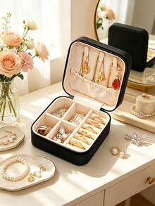 1pc Travel Jewelry Box, Large Capacity Jewelry Storage Box, Jewelry Organizer Box, Multi-Functional Jewelry Display Box, Jewelry Storage And Organizer Box, Portable Travel Jewelry Box, Travel Essential, Perfect Gift For Women - Multicolor - View 15
