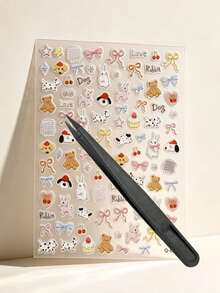 1 Set Korean Hand‑Drawn Style Stickers Aesthetic, Soft Macaron Tone Decor Accessories, Suitable For Multi‑Surface Ornament, Premium Journaling Supplies For Daily Scene Decoration - Dopamine Color Stickers - View 13
