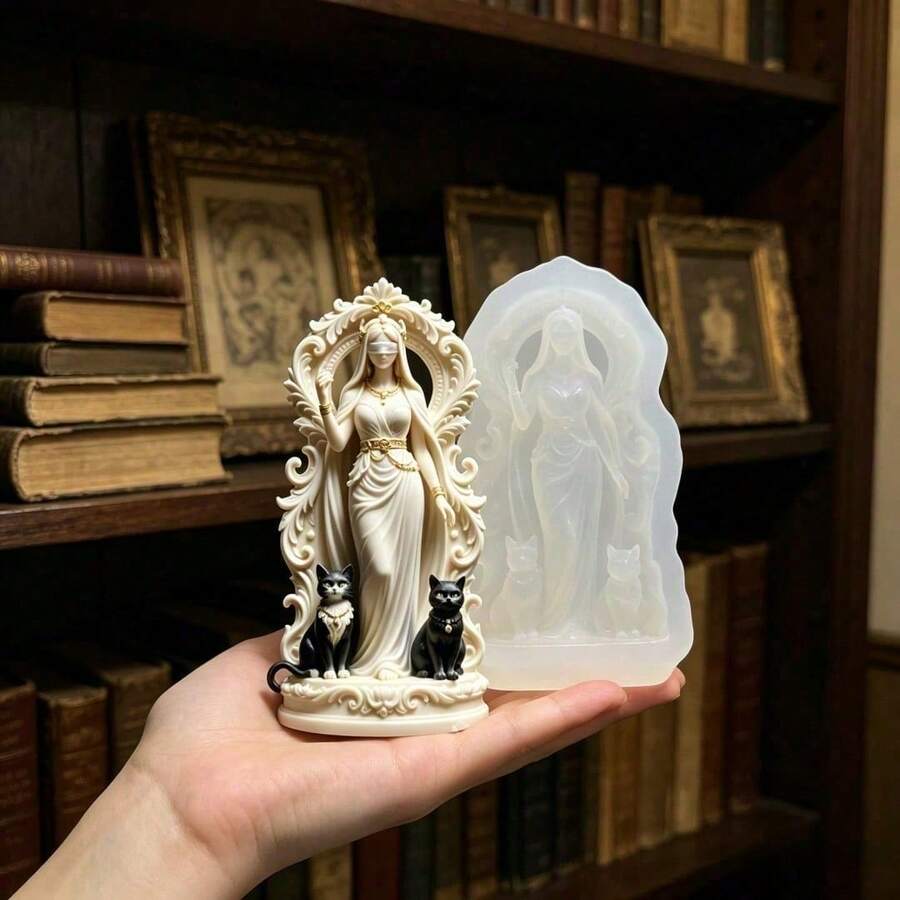1PC Witch Resin Silicone Mold, Exquisite Gothic Stereo Texture, Flexible Tear‑Resistant Silicone Material, Smooth Non‑Stick Demolding, Festival Gift, Craft Mold For Making Gothic‑Style Ornaments And Spooky‑Atmosphere Festival Space Decorations - 1pc Witch Silicone Mold - View 1