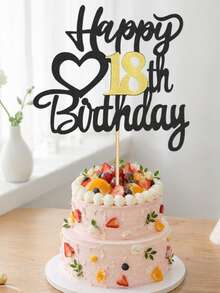 1pc Numeric & English Happy Birthday Cake Topper, Suitable For 18th, 15th, 20th, 21st, 25th, 30th, 50th, 60th, 70th Birthday Party, Wedding, Anniversary Celebration - Multicolor - View 2